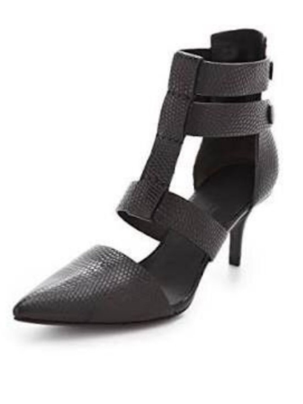 Like New! Alexander Wang Tati Lizard Strappy Leather Heels Black in Size 37